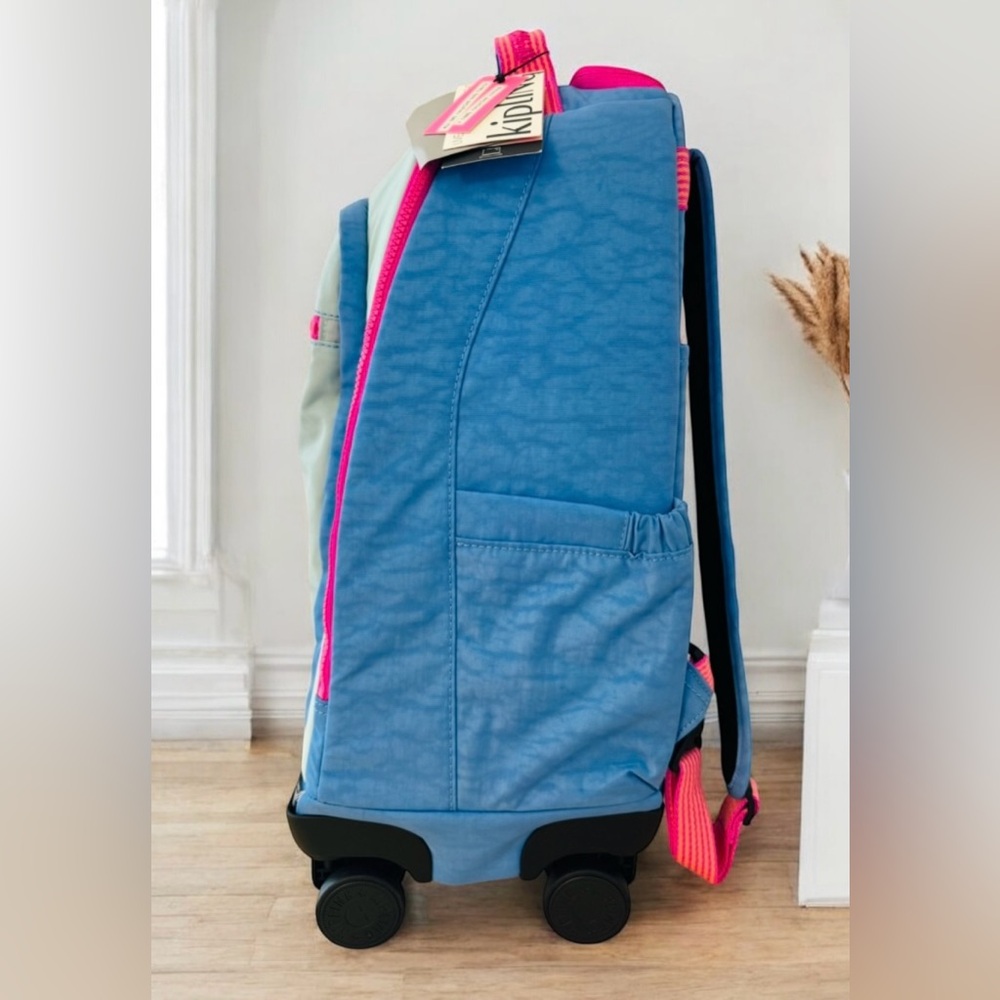 Kipling New Zea 15" Laptop Rolling Backpack Blue Bouncy - Picture 6 of 7